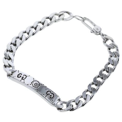 gucci ghost chain bracelet in silver|More.